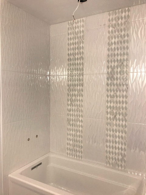 Wavy Tiles And Two Waterfalls Tub Surround Bathroom Other By Home Design