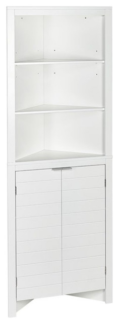 Riverridge Madison Tall Transitional Wood Corner Cabinet In White