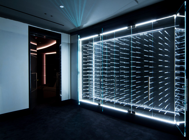 Led Illuminated Glass Enclosed Wine Cabinet Minimalistisch