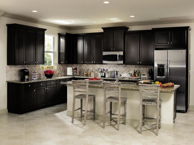 Aristokraft Cabinetry White And Black Kitchen Traditional