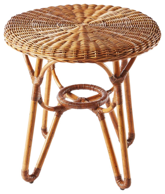 Sadler Bodega Ratan Outdoor Patio End Table Tropical Outdoor Side