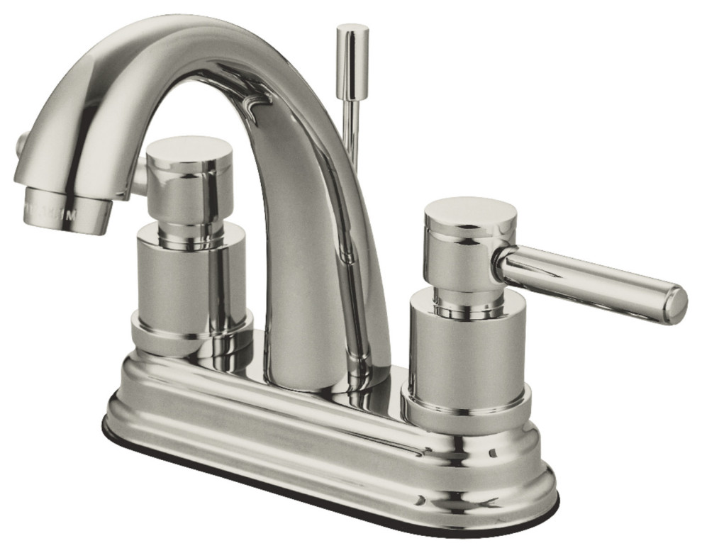 Kingston Brass 4" Centerset Bathroom Faucet w/Brass Pop-Up, Brushed Nickel