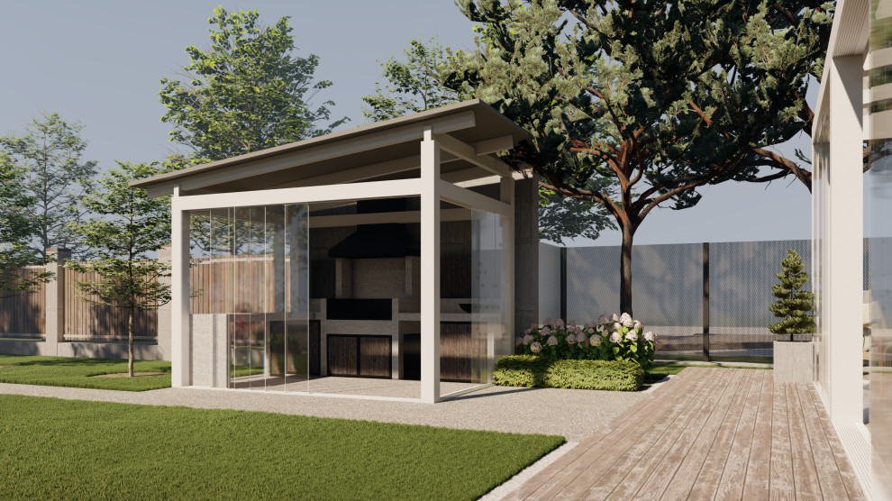 Беседка BBQ с остеклением