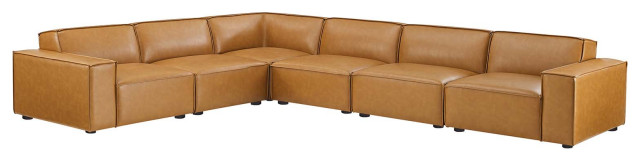 Restore 6-Piece Vegan Leather Sectional Sofa, Tan