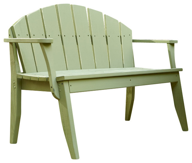 Plaza 2 Seat Bench With Back White Distressed Traditional Plaza 2 Seat Bench With Back Forest Green Wash