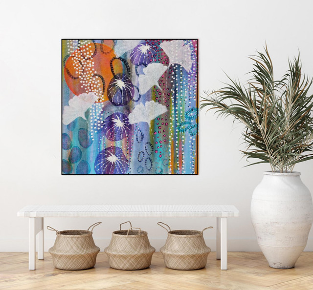 "Flowers of the sea #43" Framed Canvas by Giant Art 30"x30", 30 x 30 ...