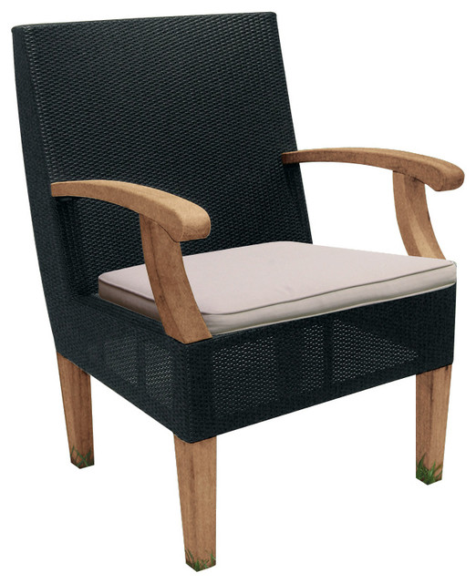Luxury Outdoor Dining Chair Made From All Weather Wicker With Solid Luxury Outdoor Dining Chair Made From All Weather Wicker With Solid Teak Legs