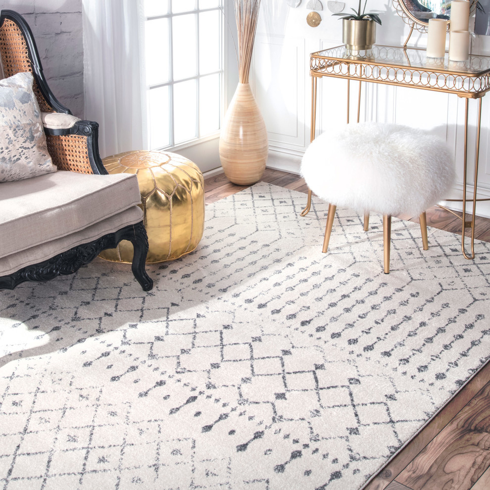 Moroccan Blythe Contemporary Area Rug, Gray, 5'x7'5"