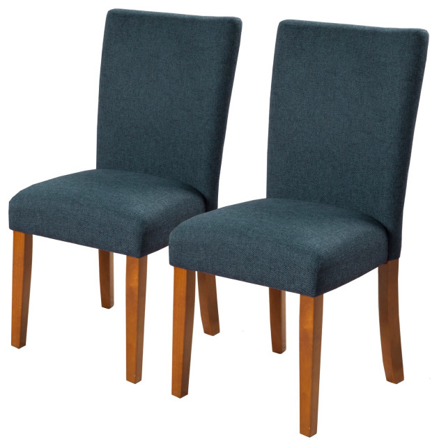 Fabric Parson Dining Chair With Wooden, Navy Blue Patterned Dining Chairs
