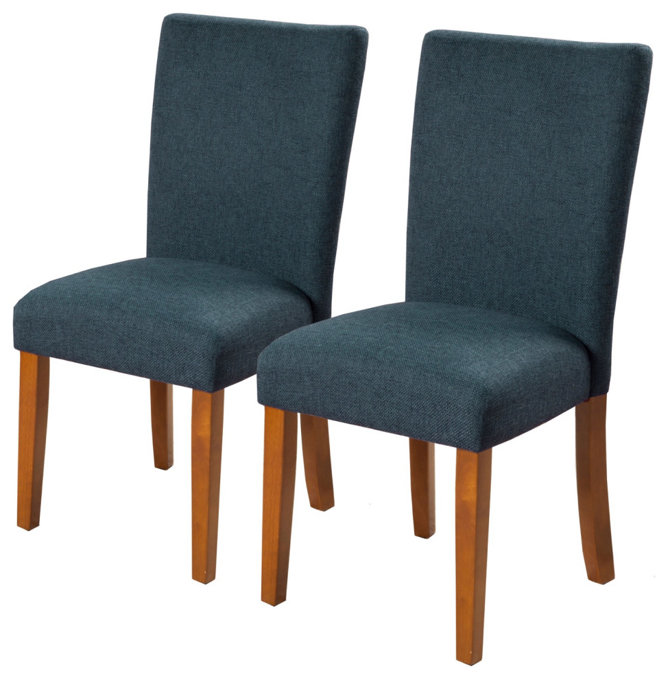 Fabric Parson Dining Chair With Wooden, Navy Blue Parsons Dining Chairs