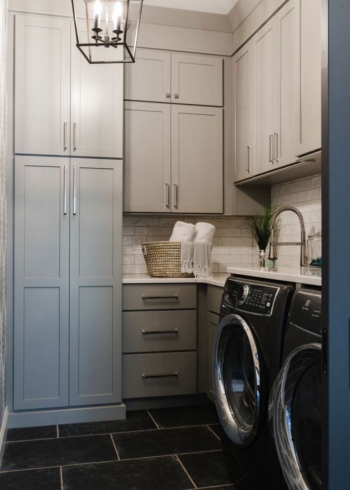 This is an example of a traditional dedicated laundry room in Boston.