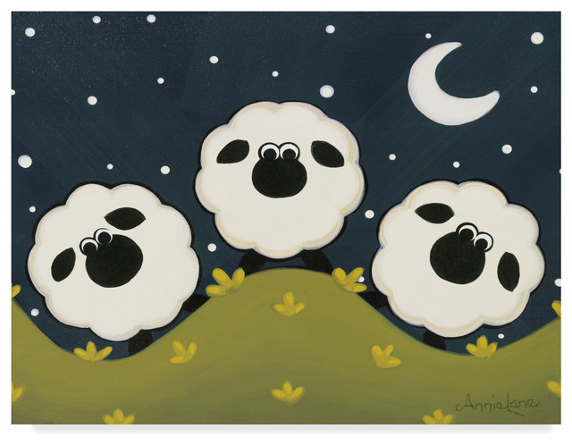 Annie Lane Three Sheep On Hill Canvas Art Contemporary Kids