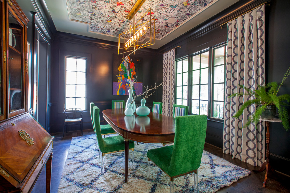 This is an example of an eclectic dining room in Charlotte.