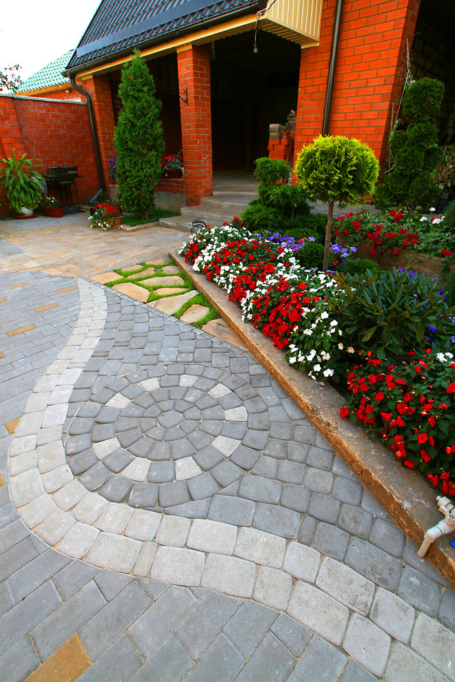 варианты мощения тротуарной плиткой