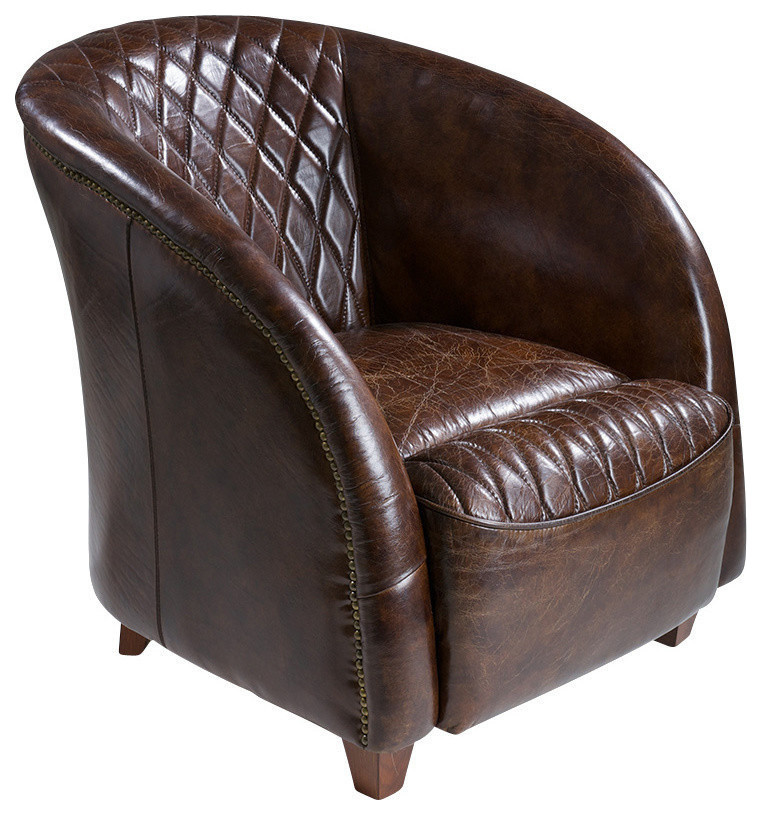 GDF Studio Michele Brown Top Grain Leather Club Chair