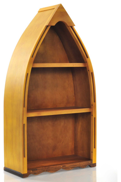7" X 18.5" X 34.3" Wooden Canoe Book Shelf Small