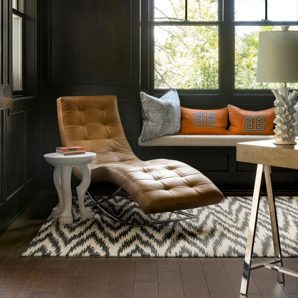 Colorful Traditional - A growing young family with two daughters, this couple hired Brandi to complete their home’s interior decor. She loved working with these fantastic clients – they eagerly embraced a playful use of color and bold design choices! Finished in a colorful traditional style, this home is full of timeless architecture mixed with modern details. From a navy and bright orange office to a green floral dining room, each room on the main floor makes a unique statement but flows together through similar artwork and rugs. Upstairs, the master bedroom is a serene sanctuary. Brandi added wood beams, handmade wall coverings, and an extra custom-built closet. The two girls’ bedrooms are all about fun trends, personalized touches, and plenty of storage for their many prized possessions.