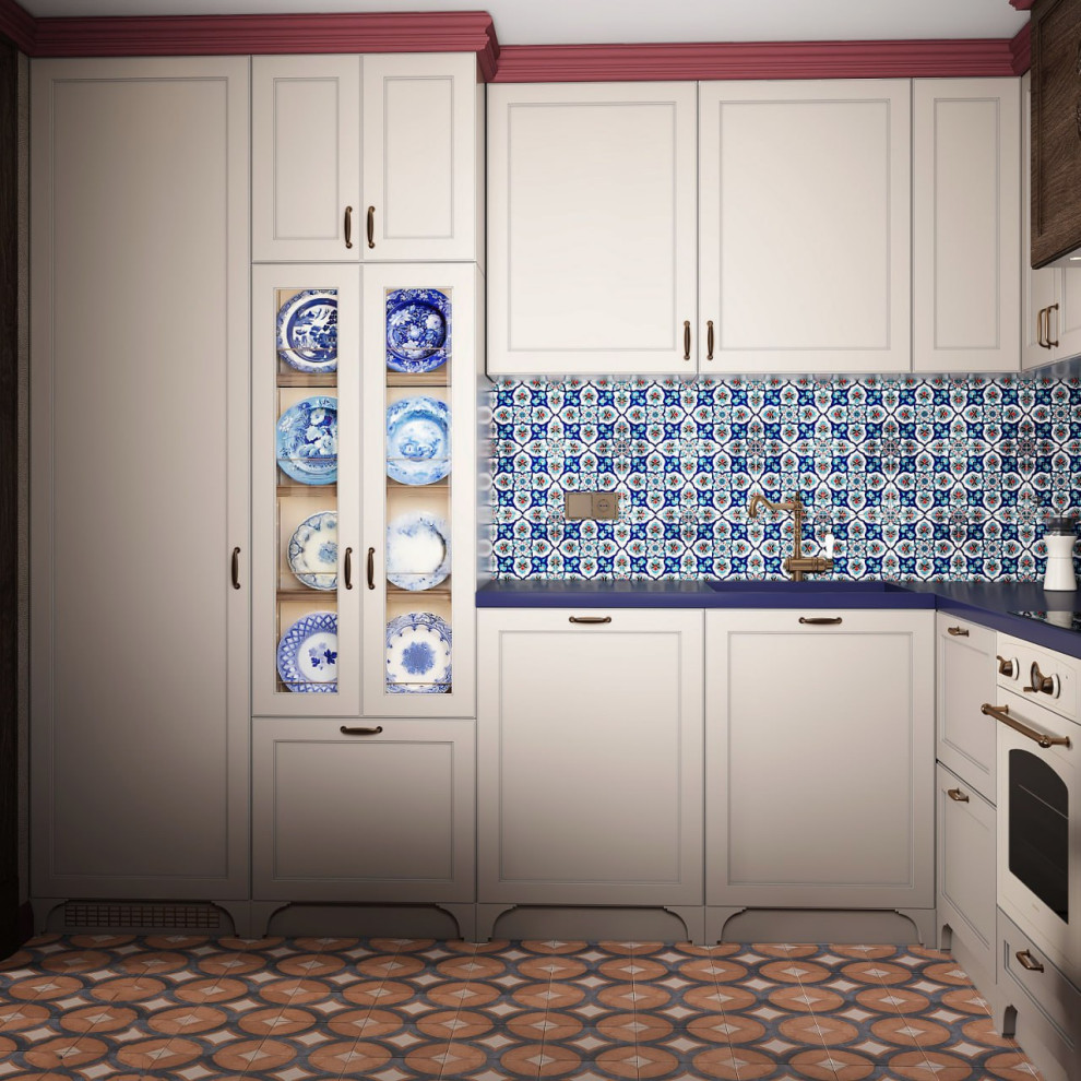 Кухня с богатыми текстурами и принтами