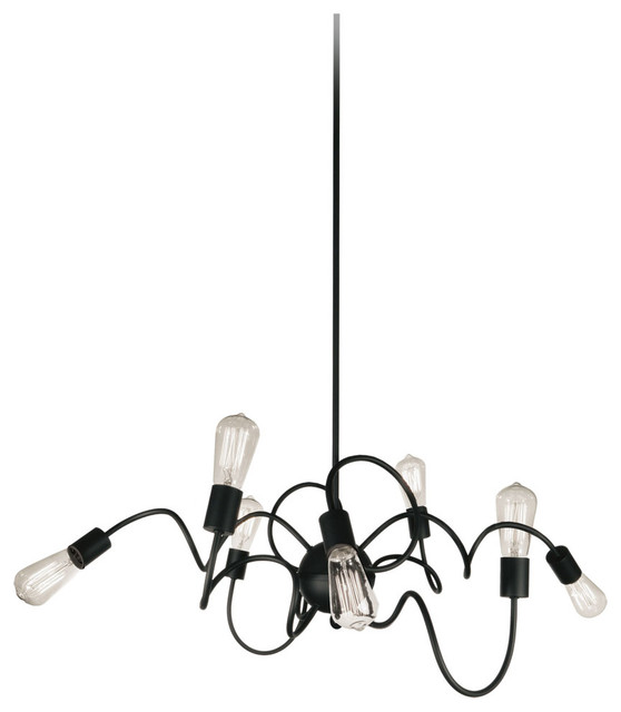 Dainolite Jabberwocky 8 Light Pendant With Vintage Style Bulbs Jabberwocky 8 Light Pendant With Vintage Style Bulbs Matte Black Industrial