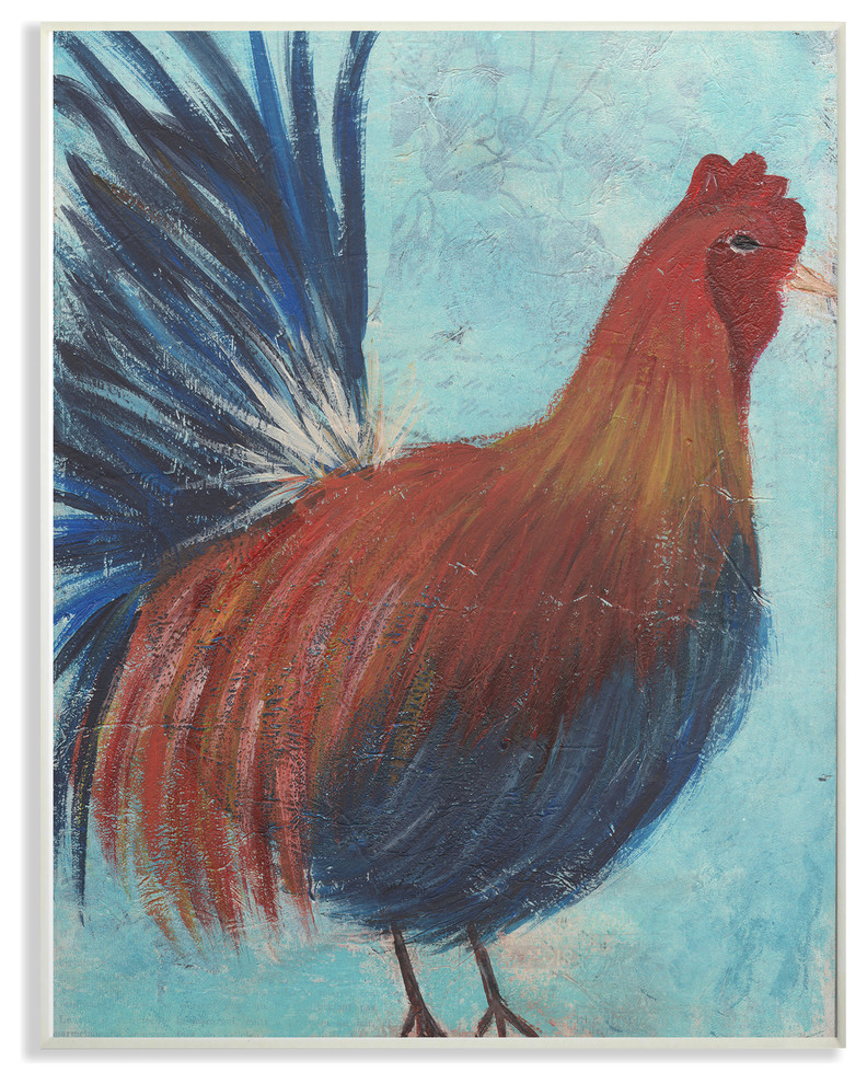 Stupell Ind. Rooster Painting Distressed Surface Wall Art, 11"x14", Framed Gic