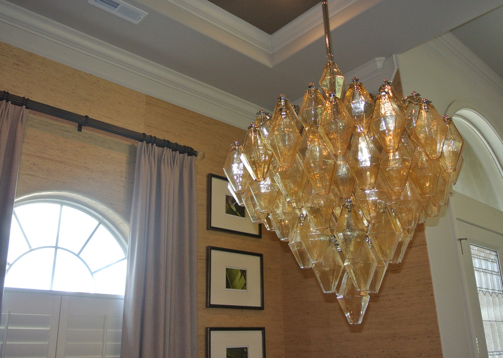 Inspiration for a mid-sized transitional dark wood floor great room remodel with beige walls