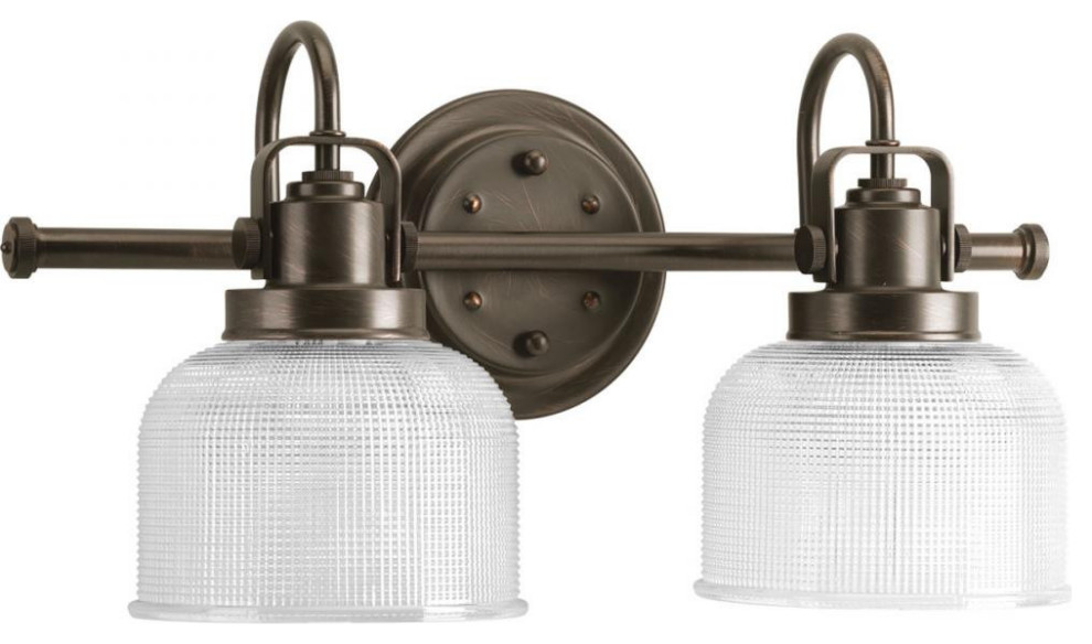 Archie Bath Vanity, 2Light, Bronze, Clear Double Prismatic