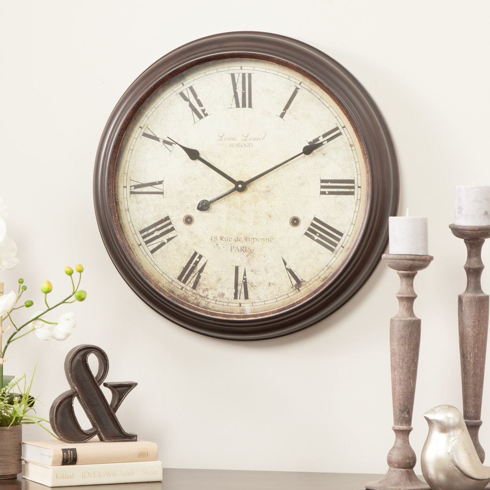 Emmaline Round Wall Clock Traditional Wall Clocks by Houzz