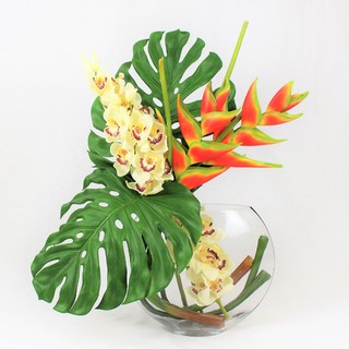 CFADesignGroup Orchids Centerpiece in Glass Planter & Reviews