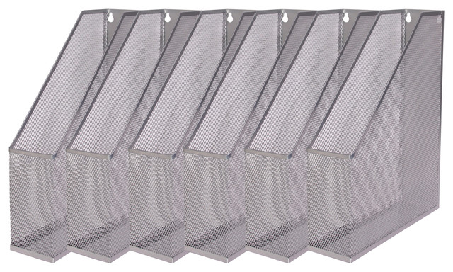 YBM Home Silver Mesh Wall Mount File Holder 12"x10"x3", 6 Pack