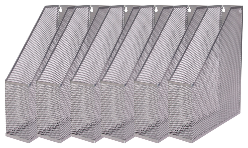 YBM Home Silver Mesh Wall Mount File Holder 12"x10"x3", 6 Pack
