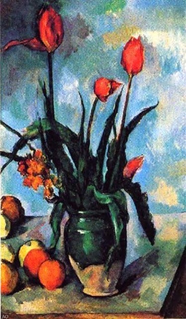 Paul Cezanne Tulips in a Vase, 18"x27" Wall Decal Print