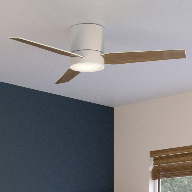 Luxury MidCenturyModern Ceiling Fan, Matte White Transitional