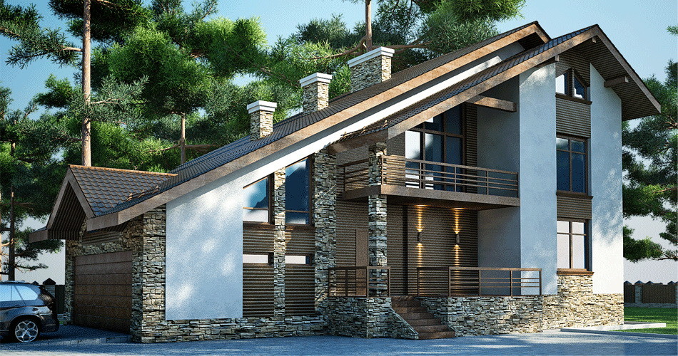 Визуализация одного из домов в коттеджном поселке