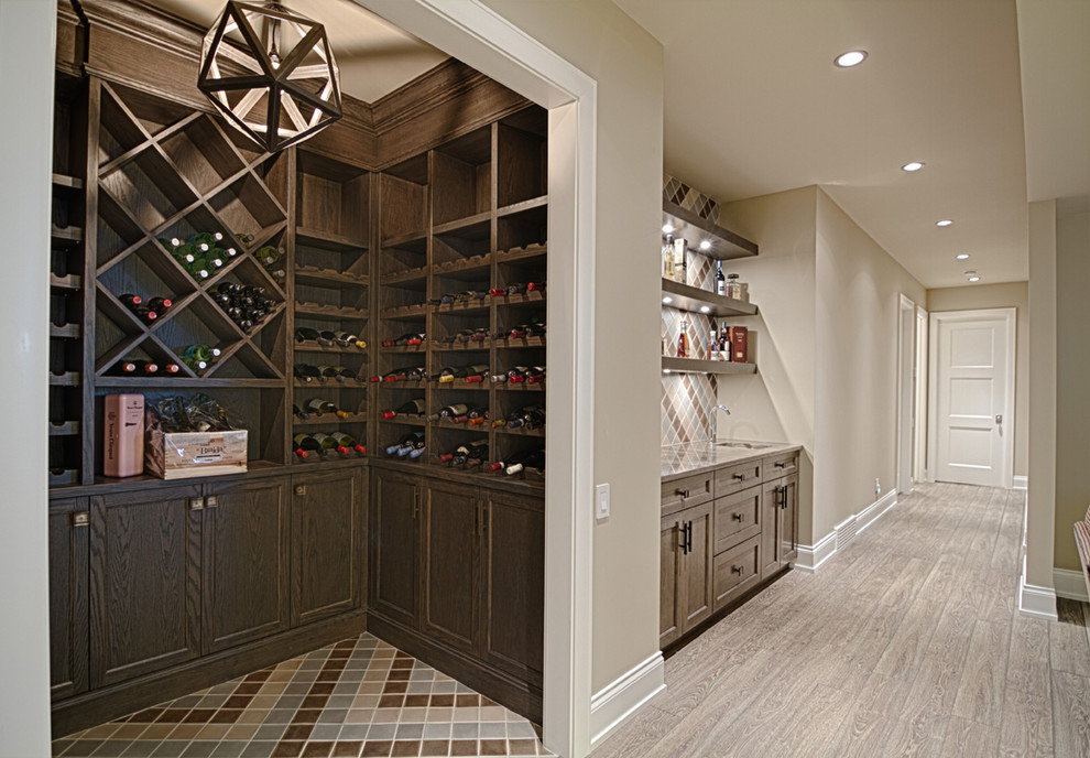 Inspiration for a transitional wine cellar remodel in Calgary