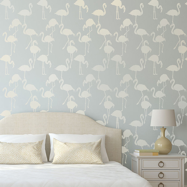 Flamingo Allover Stencil, Reusable Stencils For Walls Tropical Wall