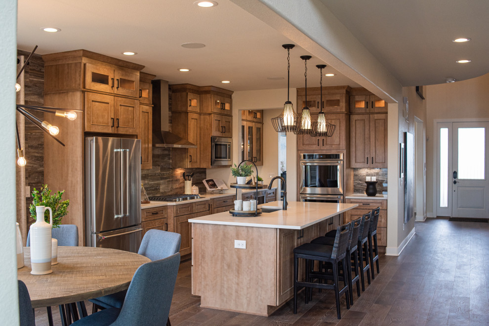 Example of a mountain style home design design in Denver