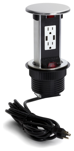 Lew Electric Pop Up Kitchen Outlet With Usb Charger Contemporary Lew Electric Pop Up Kitchen Outlet With Usb Charger Stainless Steel