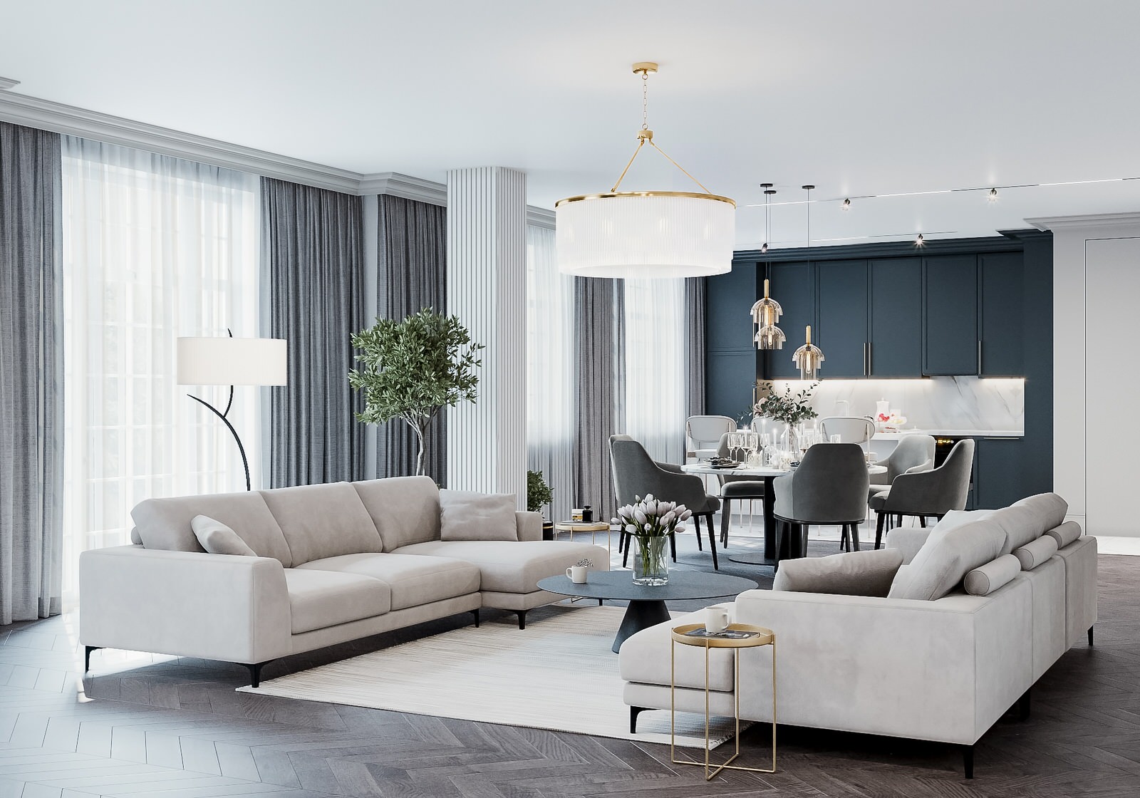 Светлая квартира в стиле неоклассика