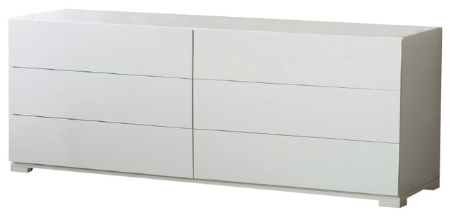 Roma Modern White Lacquer Double Dresser modern-dressers