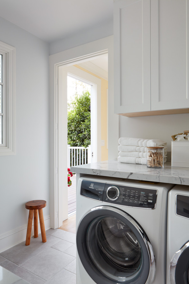 Transitional laundry room in San Francisco.