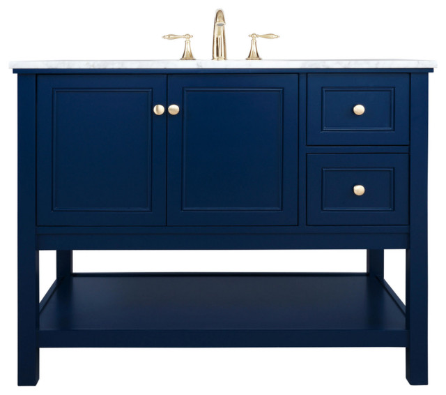 42" Single Bathroom Vanity, Blue, Vf27042Bl Transitional Bathroom