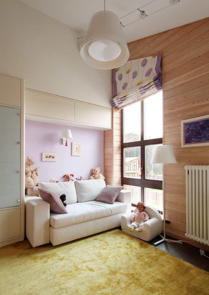 Design ideas for a contemporary kids' room for kids 4-10 years old and girls in Moscow.
