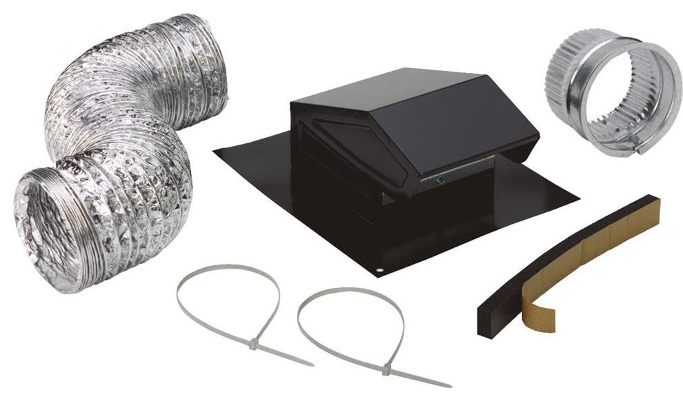 Broan Rvk1A Roof Vent Kit, 8' Of 4" Flexible Aluminum Duct