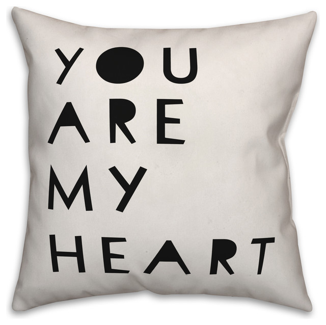 You Are My Heart Pillow, 16x16 Contemporary Decorative Pillows by