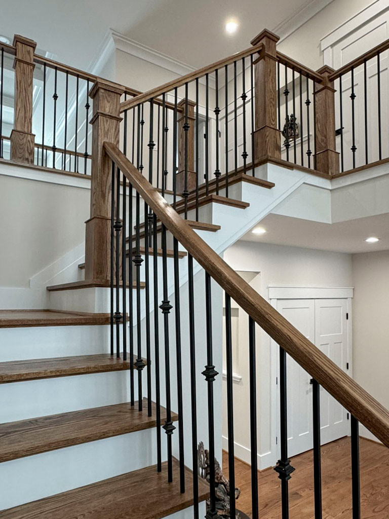 117_Distinct Oak Staircase with Iron Balusters & Oak Rail Profile, Chantilly VA