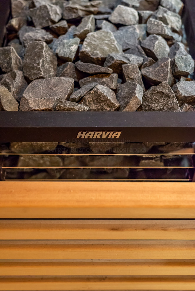 Сауна с ониксом и электропечью HARVIA