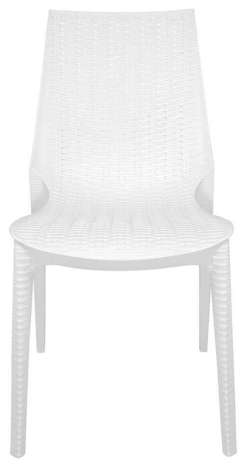 Leisuremod Kent Outdoor Dining Chair, Set Of 4 Kc19W4 Contemporary Outdoor Dining Chairs