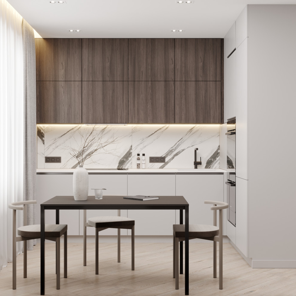 Дизайн кухни-гостиной в ЖК Ньютон