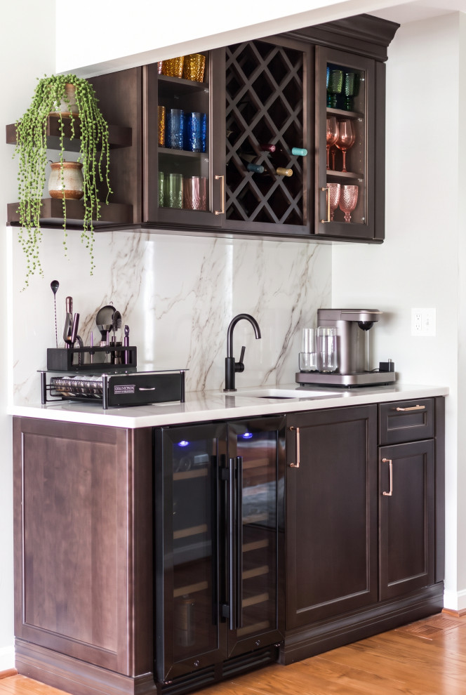 dark wood stained wet bar