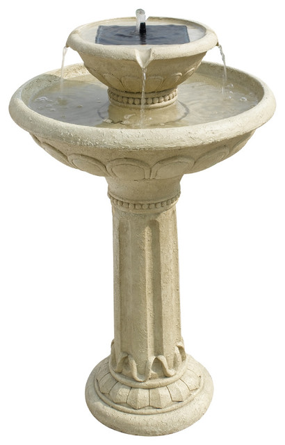 Kensington Gardens 2 Tier Solar On Demand Fountain Antique White Kensington Gardens 2 Tier Solar On